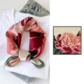 Chic mulberry silk square scarf featuring elegant floral print, perfect for spring and summer. - Pink Peony