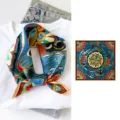 Exquisite Chinese style printed silk square scarf with vibrant artistic patterns and smooth texture. - Auspicious Cloud Totem