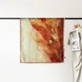 90cm satin square silk scarf elegant red floral print hair wrap for women fashion hijab - Red Feather
