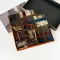 Seide Wolle Karo quadratischer Schal orange Saum elegante Winter Mode Damen Geschenk - SM6501-Labyrinth-Muster