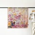 Luxury 90cm satin floral square scarf for women, elegant oil painting print head scarf styling. - Pleasing Floral