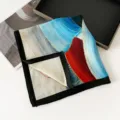 Luxus abstrakt bedrucktes quadratisches Tuch mit elegantem schwarzem Rand für Damen. - SM6501-Bunt auf Schwarz