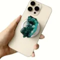 Detailed view of the emerald green resin agate texture on a MagSafe magnetic phone stand - Magnetic Stand / Deep Green Agate Texture