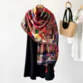 Ethnic style paisley print women's shawl, colorful lightweight scarf for daily wear and travel. - Colorblock Paisley