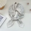 Elegant paisley print silk square scarf for women, chic french style neckerchief for daily wear. - Small Curved Paisley Skin Tone