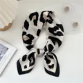 Chic leopard print square silk scarf for women, elegant fashion neckerchief for spring. - Large Leopard Print Beige