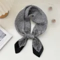 Elegant black and white silk square scarf for women, chic french style neckerchief. - Woven Blanket Black