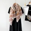 Autumn cotton linen paisley printed scarf for women vintage shawl brown head wrap - Brown