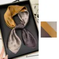 Mulberry silk square scarf for women luxury geometric print satin headscarf neckerchief - ZS7011-Coffee Dots