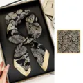 Black and gold silk square scarf with luxury paisley print, elegant accessory for women. - ZS7011-Paisley