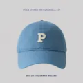 Blaues Baseballcap für Damen und Herren, weiche Freizeitmütze mit gesticktem Buchstaben P. - Dunstblau