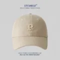 Beige bestickte Buchstabe P Baseballkappe, lässige weiche Sonnenschutzkappe, Unisex. - Aprikose