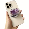 Purple faux amethyst crystal magnetic phone stand grip for Magsafe on gold smartphone - Magnetic Stand / Deep Purple Gradient Crystal