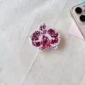 Soporte adhesivo 3D de acrílico con orquídea moteada violeta para fundas de móviles - Estilo Orquídea Blanca con Manchas Púrpuras (5)
