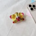 Soporte de teléfono de orquídea acrílica para iPhone con patrones amarillos y rojos - Estilo Floral Amarillo Verde Rojo (6)