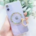 Magnetischer Handy-Ringhalter für iPhone mit Schlangenmuster und Glitzersternen Gold - Schwarz-Gelbes Schlangenmuster