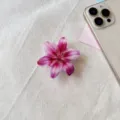 Elegante soporte de acrílico epoxi para móvil diseño de lirio compatible con funda iPhone - Estilo de Lirio Manchado Rosa (9)
