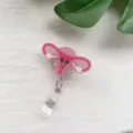 Retractable cute pink uterus cartoon badge reel with glitter finish for nurse staff - Elephant Badge Reel