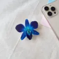 Soporte de acrílico para teléfono con forma de orquídea azul realista para iPhone - Estilo Orquídea Degradada Azul (12)