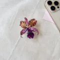 Soporte de acrílico para teléfono con diseño de flor de orquídea para móviles - Estilo Orquídea Manchada Púrpura Amarillo (13)