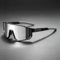 Gafas de sol deportivas de ciclismo con cristales de espejo plateados y montura - 3358 montura negra lentes de espejo plateado