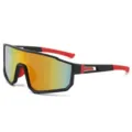 Gafas de sol deportivas para ciclismo con montura negra roja y lentes de espejo naranjas - 3358 montura negra revestimiento rojo patillas rojas