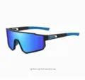 Gafas de sol deportivas para ciclismo con lentes de espejo azules y montura negra y azul - 3358 montura negra revestimiento azul patillas azules