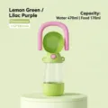Portable dog water bottle and food container for pet travel in lemon green and lilac - 470ml Water + 170ml Grain 2-in-1 / Lemon Green/Lilac