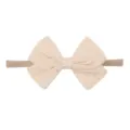 Weiches Nylon Stirnband für Babys mit cremefarbener Schleife aus Strick für Kleinkinder - Beige
