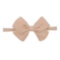 Baby Stirnband aus weichem Nylon mit strukturierter Schleife in Altrosa Variante - Trockenrose