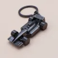Porte-clés de voiture de course F1 en métal noir poli pour les passionnés d'automobile - X-035 Voiture de Course F1 Creuse Noire