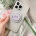 Floral magnetic phone socket grip with lavender flower pattern and MagSafe ring - Magnetic Stand / Floral 3