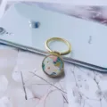 Elegant floral pattern round cell phone ring stand holder in polished gold finish - Finger Ring Holder / Gold-1