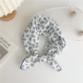 Cotton linen small square scarf, floral print Korean style neck scarf, fashion hair band for women. - Transparent Leaf Rice (7B)