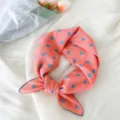 Coral pink polka dot cotton linen square scarf, vintage hair band and chic neck accessory. - 4B Polka Dot Pink