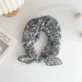 Cotton linen paisley small square scarf stylish retro hair band neckerchief for women. - Blue Paisley Beige (1B)