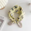 55cm cotton linen square scarf retro horse print women neckerchief hair band fashion spring - Colored Horse Yellow (14B)
