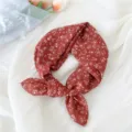 Floral cotton linen square scarf, vintage red bandana neckerchief, cute daily hair band. - 18B Small Petal Floral Orange Red