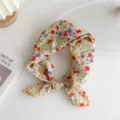 Cotton linen floral small square scarf stylish headband retro neckerchief for women. - Red Blue White Flower (31B)