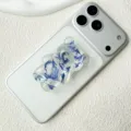 Supporto per cellulare a forma di orso 3D con petali di fiori secchi blu interni - Adesivo / Blu