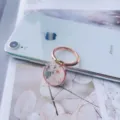 Elegant rose gold floral phone ring holder with drip glue cherry blossom design - Finger Ring Holder / Rose Gold Variant