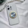 Elegante supporto per telefono magnetico con trama a conchiglia e bordo dorato di lusso - Supporto Rotondo / Conchiglia di Capasanta Blu Base Oro Magnetica - Rotonda