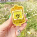 Medical chemotherapy bag retractable badge reel with yellow quicksand glitter acrylic - Blood Bag 4 (Chemotherapy/Yellow)