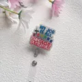 Ausziehbarer Glitzer-Ausweishalter mit Regenbogen- und Schmetterlings-Medizin-Slogan - 款式7(彩虹蝴蝶医疗)