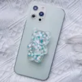 Cute transparent bear epoxy phone grip with small flower pattern for back of phone - Expanding Stand / Flower Bear