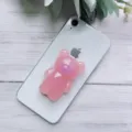 Niedlicher durchscheinender rosa Gummibär faltbarer Handy-Halter für Smartphones - Erweiterbarer Ständer / Regenbogen Bär Stil 6