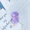Detailed view of a cute purple semi-transparent matte bear-shaped collapsible phone grip stand - Expanding Stand / Light Purple Frosted Bear