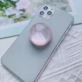 Supporto per telefono a sfera di cristallo rosa iridescente con impugnatura a airbag - Supporto a gonfiabile / Sfera di Cristallo Rosa Chiaro