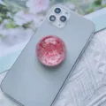 Elegante supporto per telefono a sfera di cristallo rosa con glitter rossi per smartphone - Supporto a gonfiabile / Sfera di Cristallo in Foglia Rosa