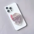 Detailed view of stylized anime character acrylic phone grip on white phone - Expandable Stand Style 5